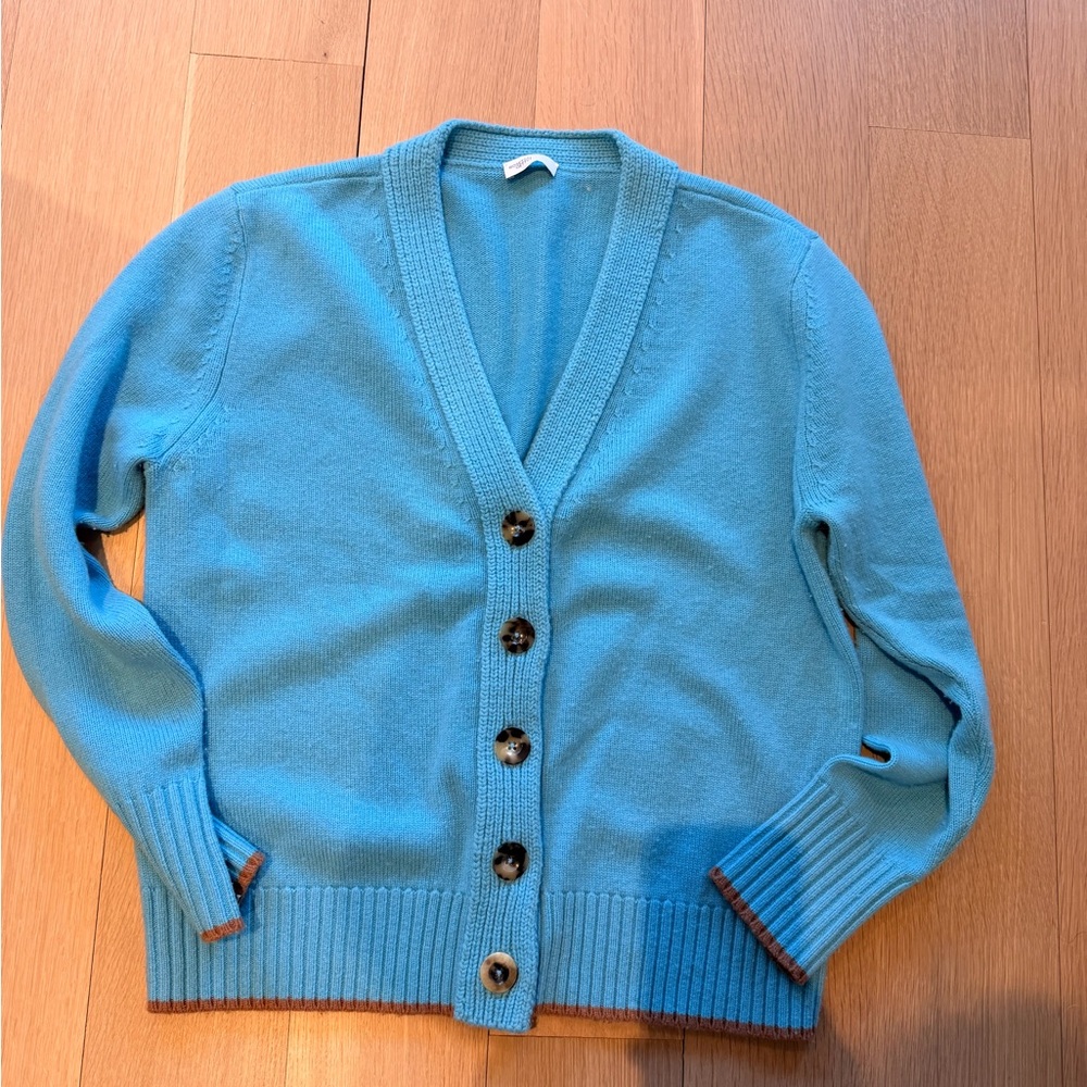 Rosetta Getty cashmere and wool aqua blue cardigan sz Medium